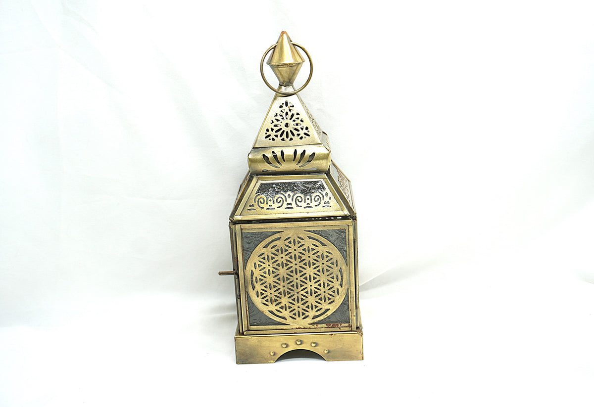 LANTERNE ORIENTALE DOREE FLEUR DE VIE