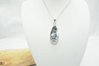 PENDENTIF AGATE DENDRITIQUE SERTI ARGENT(Ref 2)