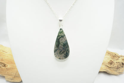 PENDENTIF AGATE MOUSSE SERTI ARGENT (ref 2)
