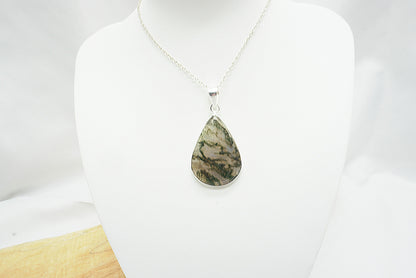 PENDENTIF AGATE MOUSSE SERTI ARGENT (ref 3)