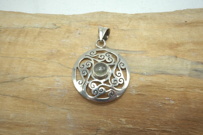 PENDENTIF ARTISANAL AIGUE MARINE PIERRE ARGENT