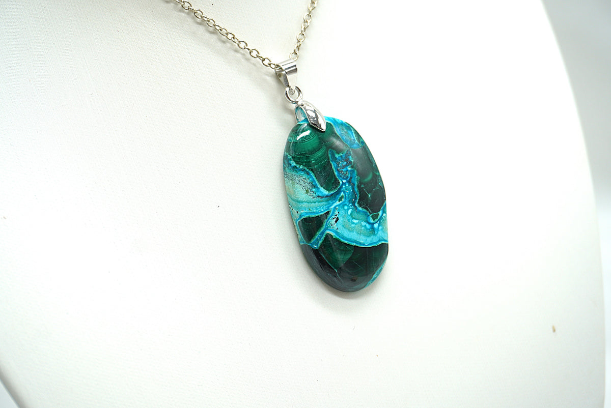 PENDENTIF CHRYSOCOLLE MALACHITE (ref 2)