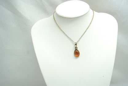 PENDENTIF GRENAT HESSONITE CERCLÉ