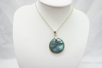PENDENTIF LABRADORITE ROND (ref 6)