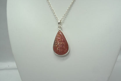 PENDENTIF PIERRE DE SOLEIL NATURELLE SERTI ARGENT (ref 1)