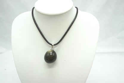 PENDENTIF PIERRE ROULEE OBSIDIENNE DOREE