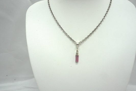 PENDENTIF TOURMALINE ROSE BELIERE ARGENT (ref 1)