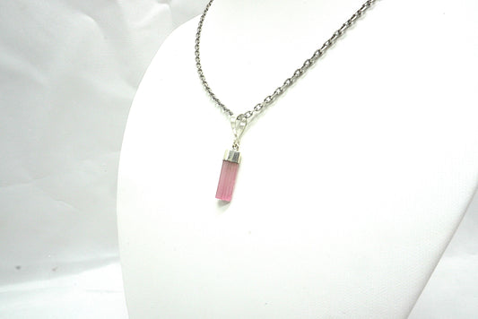 PENDENTIF TOURMALINE ROSE BELIERE ARGENT (ref 3)