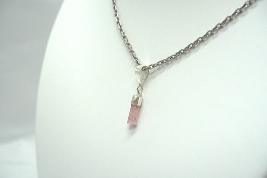 PENDENTIF TOURMALINE ROSE BELIERE ARGENT (ref 4)