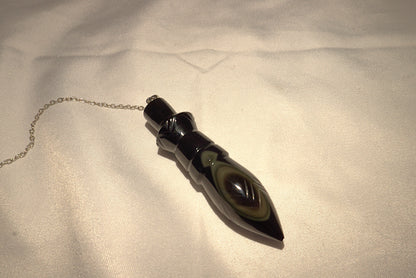 PENDULE THOT OBSIDIENNE OEIL CELESTE