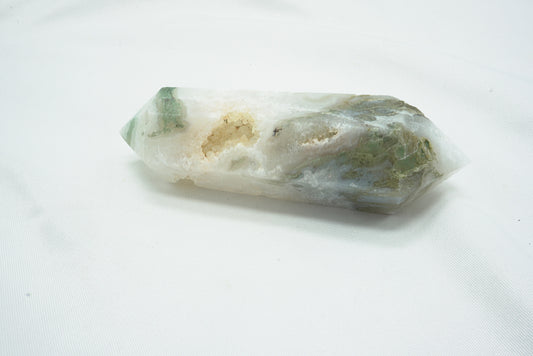 POINTE BI-TERMINEE AGATE MOUSSE ET QUARTZ (100 grammes)